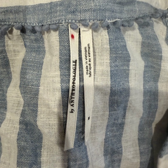 NWT Anthropologie Striped Linen Dolman Lace-Up Blue and White Women's Top - Med - Picture 12 of 14